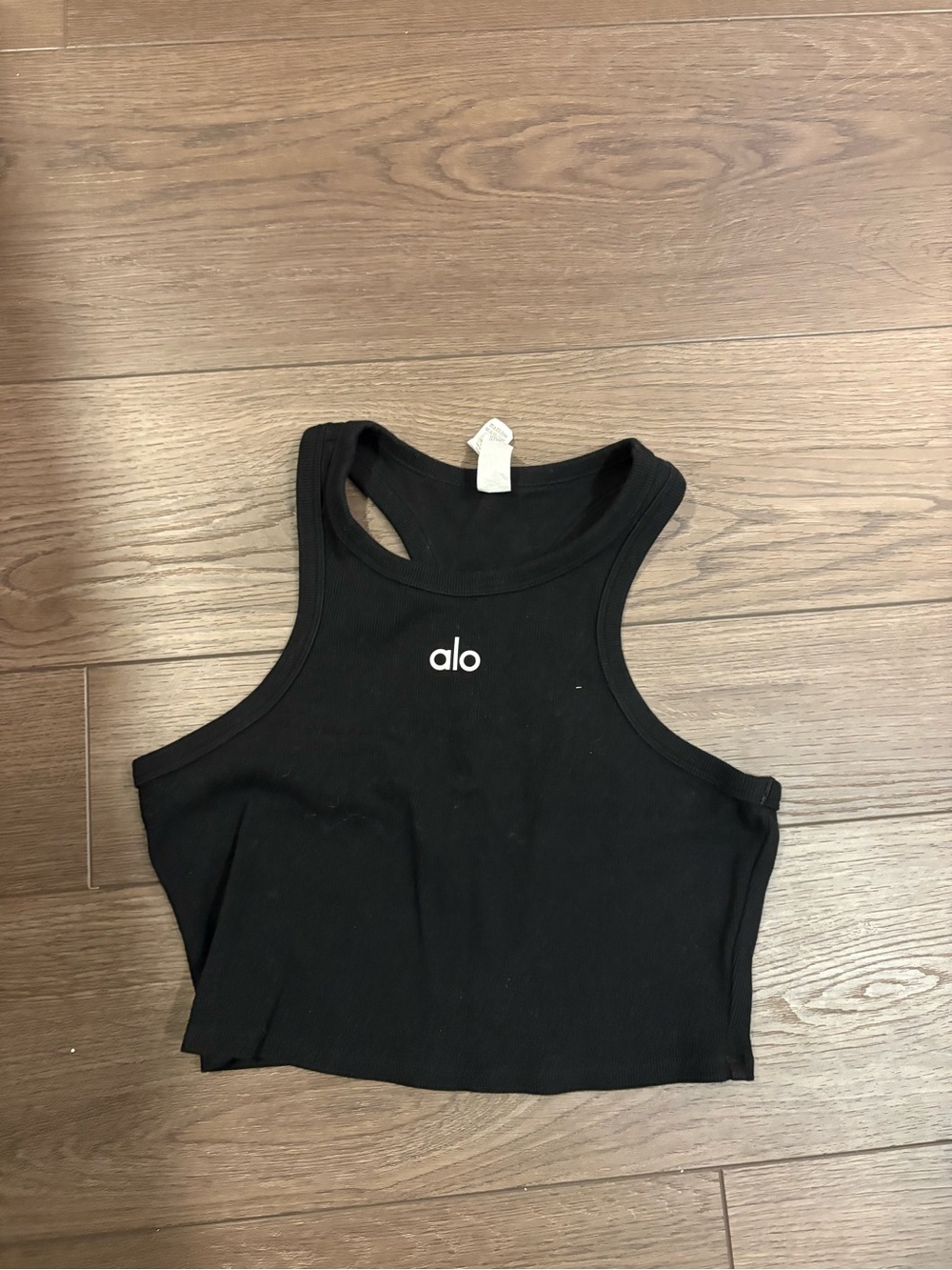 ALO Yoga Black Ribbed Racerback Crop Tank